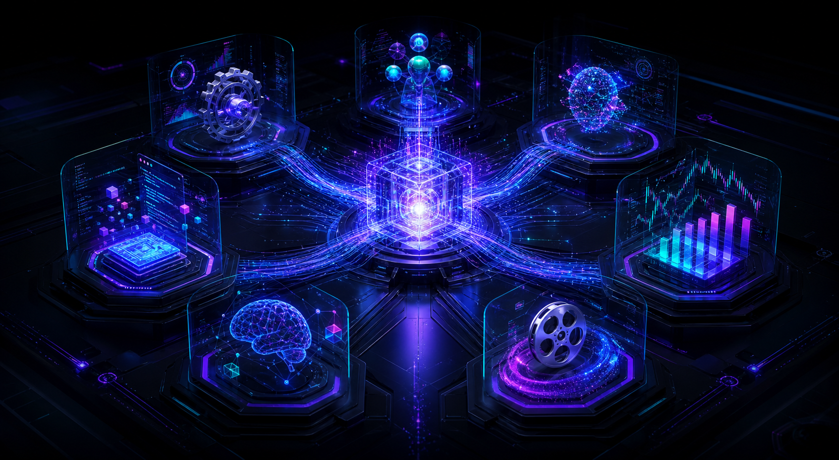 Custom abstract synthetic AI intelligence visual